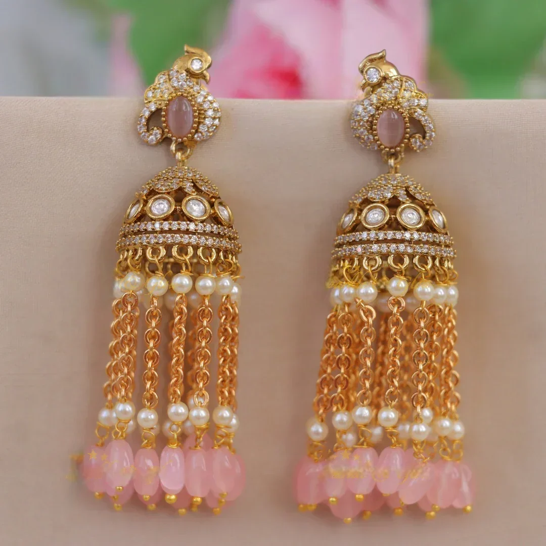 Victorian Peacock Jhumka Earrings